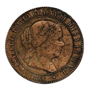 Moneda 1866. 05 ctmos. de Escudo Isabel II 1866 (Jubia Sin OM).B