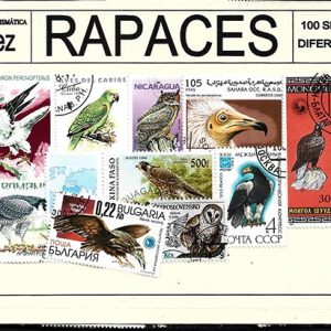 Sellos de paqueteria AVES RAPACES – 100 diferentes