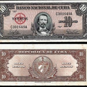 Billete Cuba 010 Pesos 1960 SC- P79b MANCHAS