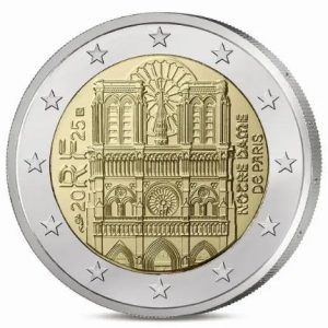 Moneda 2 euros de Francia 2025 Catedral de Notre Dame