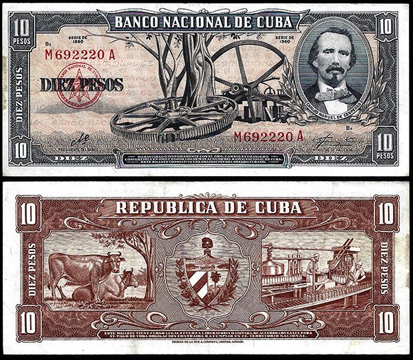 Billete Cuba 010 Pesos 1960 MBC+ P88c