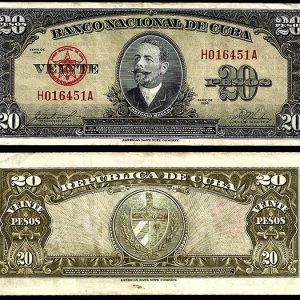 Billete Cuba 020 Pesos 1958 MBC P80b