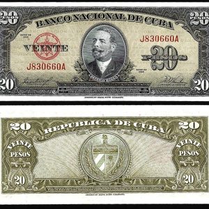 Billete Cuba 020 Pesos 1958 SC P80b