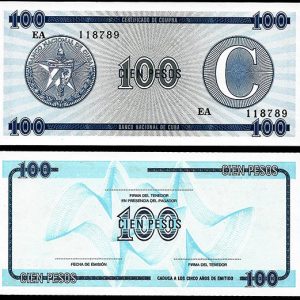 Billete Cuba 100 Pesos (Certificado Compra) 1985 C SC