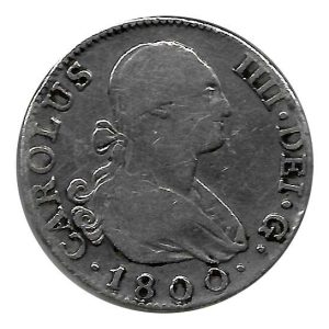 Moneda 1800. 02 Reales Carlos IIII 1800 Madrid MF. MBC