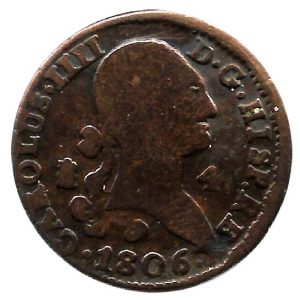Moneda 1806. 04 Maravedis Carlos IIII 1806 Segovia. BC