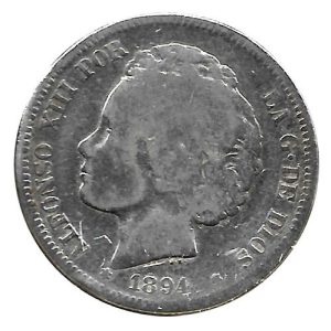 Moneda Alfonso XIII 02 Pesetas 1894 *–.– (PGV) BC