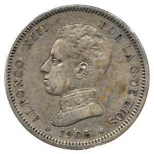 Moneda Alfonso XIII 02 Pesetas 1905 *19.05 (SMV) MBC