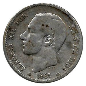 Moneda Alfonso XII 01 Peseta 1881 *–.–.BC