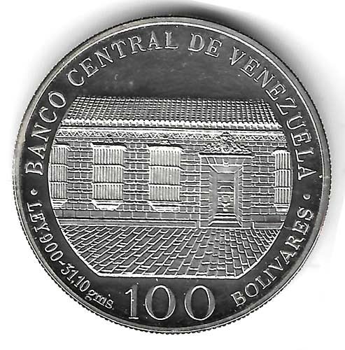 Moneda Venezuela 100 bolívares 1983 FDC Simon Bolivar - Imagen 3