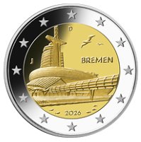 Moneda 2 euros Alemania 2026 Bremen. Juego (A, D, F, G, J)