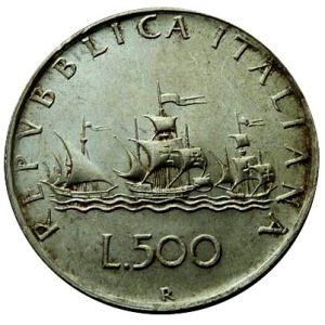 Moneda Italia 500 Liras 1958 MBC