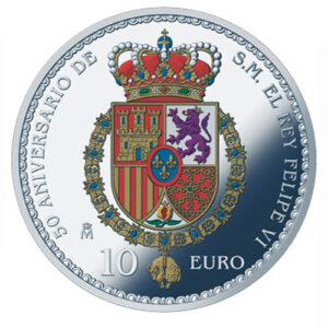 Año 2018. Moneda 10 €  50 Aniversario Felipe VI – Abanderado