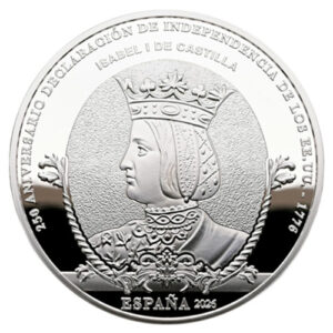 Año 2026. Moneda 10€ Independencia EEUU – Isabel I Castilla