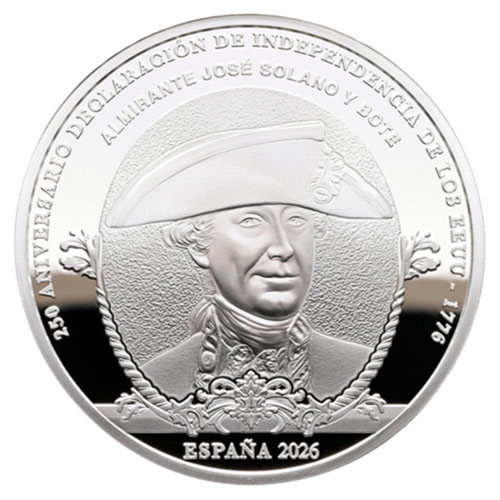Año 2026. Moneda 10€ Independencia EEUU - Jose Solano y Bote