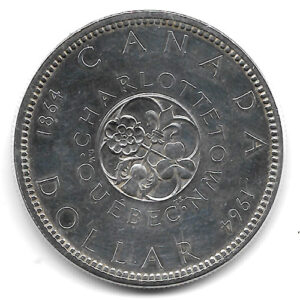 Moneda Canada 01 dolar 1964 S/C-. Charlottetown Québec