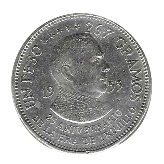 Moneda Republica Dominicana 1 Peso 1955 MBC+