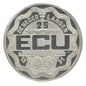 Moneda Holanda 25 ECU 1991 PROOF