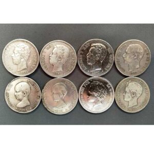 Lote 8 Monedas 5 Pesetas Plata Precio Metal