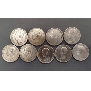 Lote 9 Monedas 5 Pesetas Plata Precio Metal