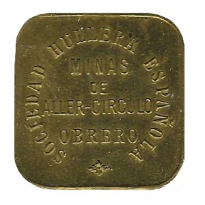 Jeton o Ficha Sociedad Hullera Española – Minas Aller 10 Cent. S/C