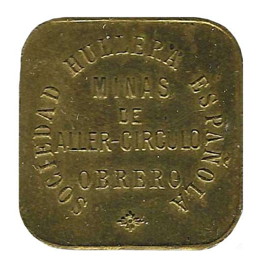 Jeton o Ficha Sociedad Hullera Española - Minas Aller 10 Cent. S/C - Imagen 2