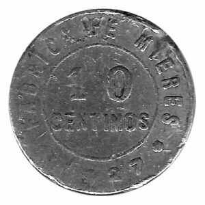 Jetón o Ficha Fabrica Mieres 10 Cent. 1927 MBC-