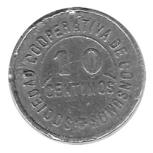 Jetón o Ficha Fabrica Mieres 10 Cent. 1927 MBC-