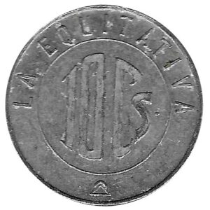 Jetón o Ficha Fabrica Mieres 10 Cent. 1932 MBC