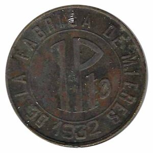Jeton o Ficha Fabrica Mieres 1 Peseta 1932 MBC