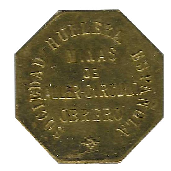 Jeton o Ficha Sociedad Hullera Española - Minas Aller 20 Cent. S/C - Imagen 2