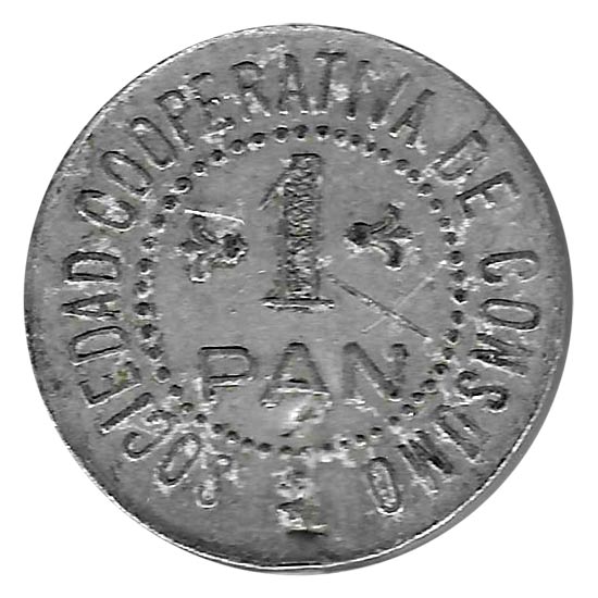 Jeton o Ficha Fabrica Mieres 3 Kilos 1927 Aluminio Redonda MBC - Imagen 2