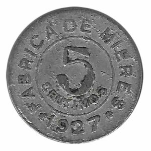 Jetón o Ficha Fabrica Mieres 05 Cent. 1927 BC