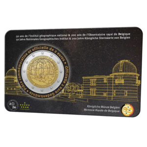 Moneda 2 euros de Belgica 2026  IGN y Real Observatorio (Coincard) FRANCÉS